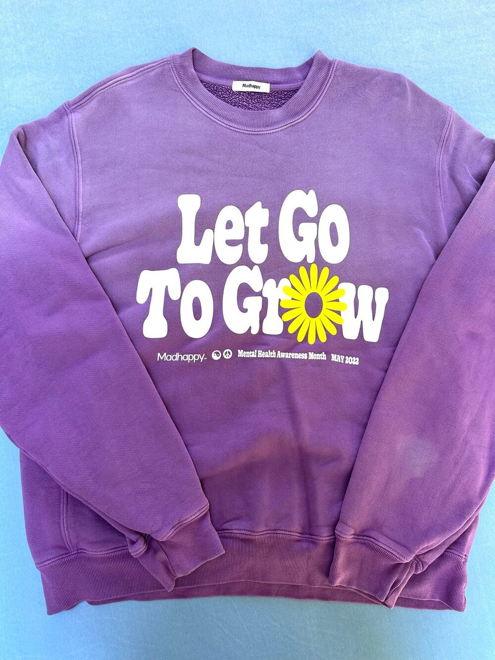 Madhappy Let Go To Grow Crewneck Sweatshirt Purple May 2022 Size M